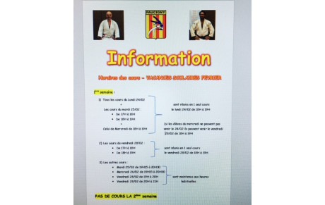horaires cours -vacances scolaires Février